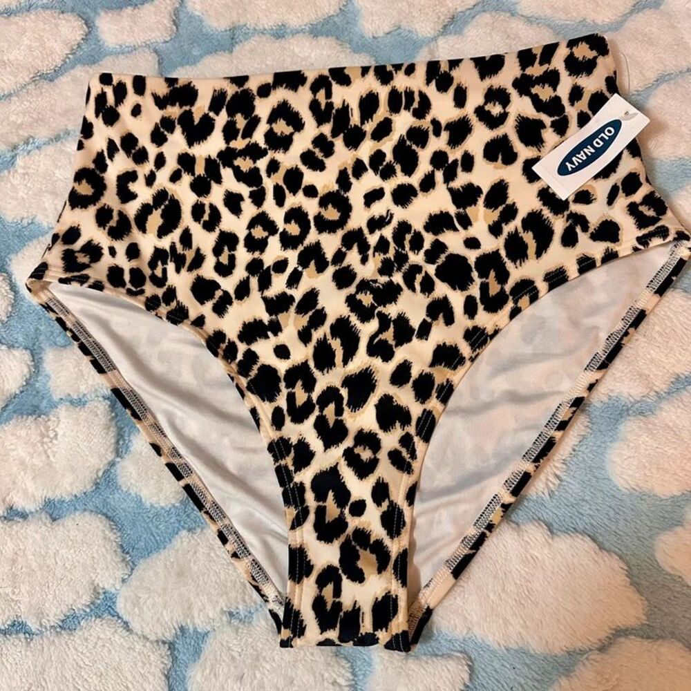 Old Navy Women's High-Waisted Swim Bottoms Cheetah Print Size M NWT